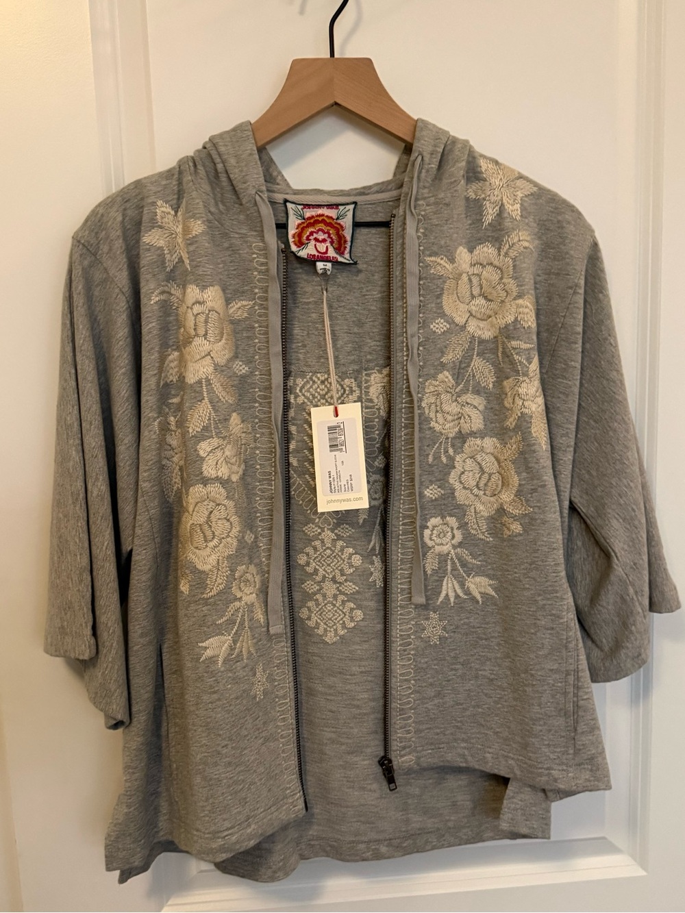 Johnny Was Bee Active Dolman Short Sleeve Hoodie Size M